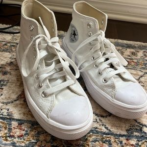 Converse High Top White Platform Sneakers